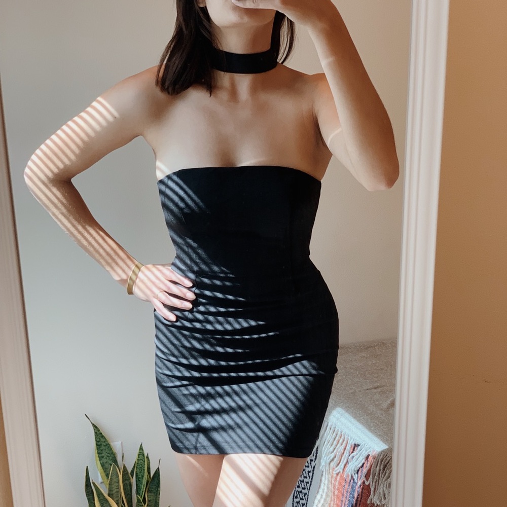 ALOT by LF black racer back mini dress